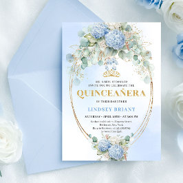 Elegant Blue Hydrangea Greenery Quince Invite 招待状