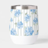 Elegant Blue Hydrangea Pattern Gray Stripe  (背面)