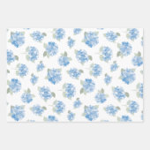 Elegant Blue Hydrangea Pattern Gray Stripe  ラッピングペーパーシート (正面2)