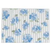 Elegant Blue Hydrangea Pattern Gray Stripe  ラージペーパーバッグ (裏面)