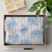 Elegant Blue Hydrangea Pattern Gray Stripe  薄葉紙 (ギフト)