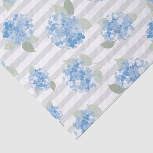 Elegant Blue Hydrangea Pattern Gray Stripe  薄葉紙 (詳細)
