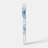 Elegant Blue Hydrangea Pattern Gray Stripe  iPhoneケース (左側面)