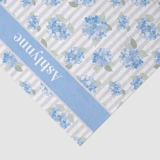 Elegant Blue Hydrangea Pattern Gray Stripe Name 薄葉紙 (詳細)