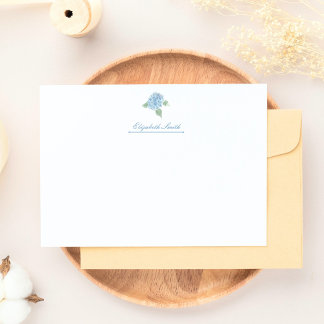 Elegant Blue Hydrangea Watercolor Personalized ノートカード