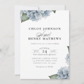 Elegant Blue Hydrangea Wedding 招待状 (正面)