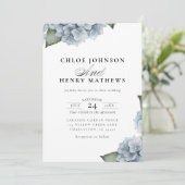 Elegant Blue Hydrangea Wedding 招待状 (スタンド正面)