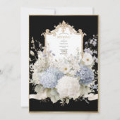 Elegant Blue Hydrangeas Black Vintage Wedding 招待状 (正面)