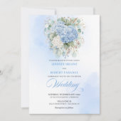 Elegant Blue Hydrangeas Floral Wedding Invitation 招待状 (正面)
