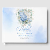 Elegant Blue Hydrangeas Gold Bridal Shower Book ゲストブック (正面)