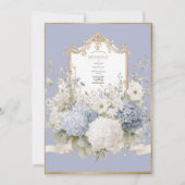 Elegant Blue Hydrangeas Lavender Vintage Wedding 招待状 (正面)