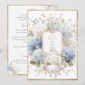 Elegant Blue Hydrangeas Vintage Budget Wedding 招待状 (正面/裏面)