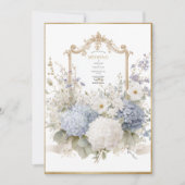 Elegant Blue Hydrangeas Vintage Wedding 招待状 (正面)
