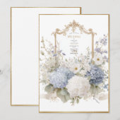 Elegant Blue Hydrangeas Vintage Wedding 招待状 (正面/裏面)