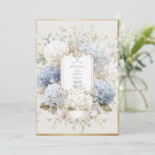 Elegant Blue Hydrangeas Vintage Wedding 招待状 (スタンド正面)