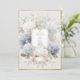 Elegant Blue Hydrangeas Vintage Wedding 招待状