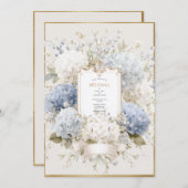 Elegant Blue Hydrangeas Vintage Wedding 招待状 (正面/裏面)
