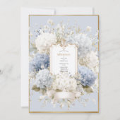 Elegant Blue Hydrangeas Vintage Wedding 招待状 (正面)