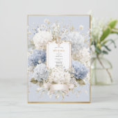 Elegant Blue Hydrangeas Vintage Wedding 招待状 (スタンド正面)