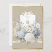 Elegant Blue Hydrangeas Vintage Wedding 招待状 (正面)