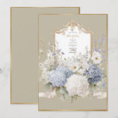 Elegant Blue Hydrangeas Vintage Wedding 招待状 (正面/裏面)
