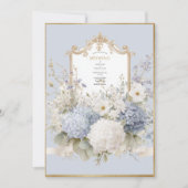 Elegant Blue Hydrangeas Vintage Wedding 招待状 (正面)