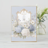 Elegant Blue Hydrangeas Vintage Wedding 招待状 (スタンド正面)