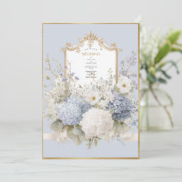 Elegant Blue Hydrangeas Vintage Wedding 招待状