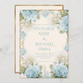 Elegant Blue Hydrangeas Wedding  招待状 (正面/裏面)