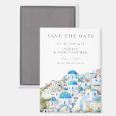 Elegant Blue Italian Skyline Wedding Save the Date マグネット (正面/裏面)