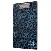 Elegant Blue Leopard Personalized Clipboard クリップボード (左)