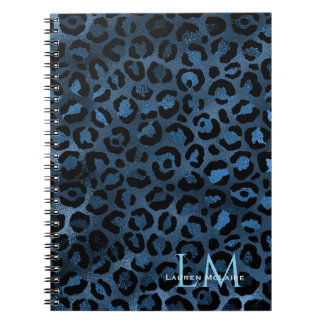 Elegant Blue Leopard Personalized Notebook ノートブック