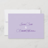 Elegant Blue Lilac Watercolor Hydrangeas Wedding 出欠カード (裏面)