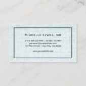 Elegant Blue Linen Ophthalmologist Professional 名刺 (裏面)