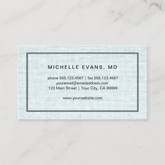 Elegant Blue Linen Ophthalmologist Professional 名刺 (裏面)