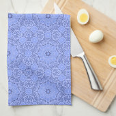 Elegant Blue Liquid Mandala Art Pattern キッチンタオル (四つ折り)