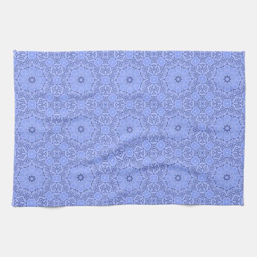 Elegant Blue Liquid Mandala Art Pattern キッチンタオル (横)