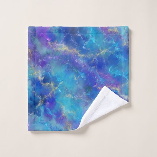 Elegant Blue Marble Pattern With Monogram  バスタオルセット (ウォッシュタオル)