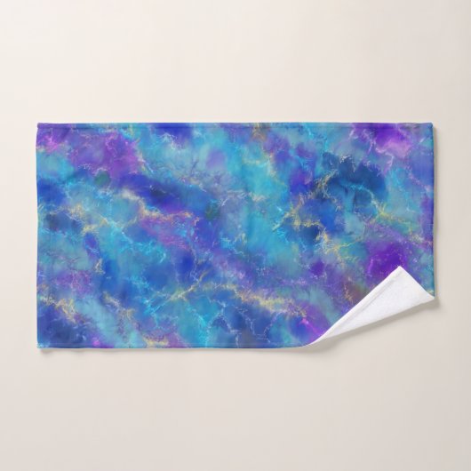 Elegant Blue Marble Pattern With Monogram  バスタオルセット (ハンドタオル)