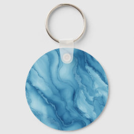 Elegant Blue Marble with Fluid Wave-Like Design  キーホルダー