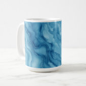 Elegant Blue Marble with Fluid Wave-Like Design コーヒーマグカップ (正面左)
