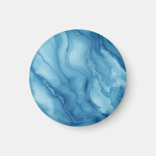 Elegant Blue Marble with Fluid Wave-Like Design  マグネット (正面)