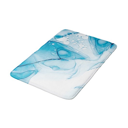Elegant Blue Marbled  バスマット (アングル)