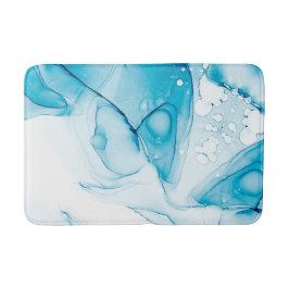 Elegant Blue Marbled  バスマット