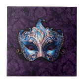 Elegant Blue Masquerade Mask タイル (正面)