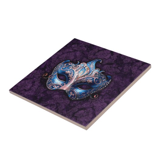 Elegant Blue Masquerade Mask タイル (側面)
