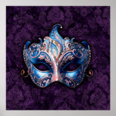 Elegant Blue Masquerade Mask ポスター (正面)