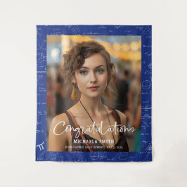 Elegant Blue Math Congratulations Photo Graduation タペストリー