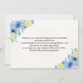 Elegant Blue Mediterranean Lemon Wedding サンキューカード (裏面)