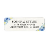 Elegant Blue Mediterranean Lemon Wedding ラベル (正面)